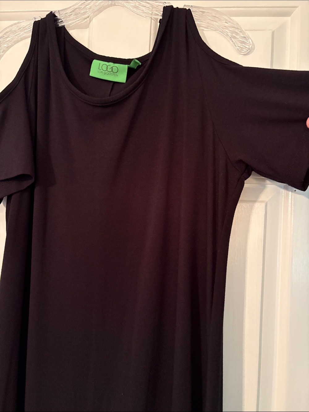 LOGO by Lori Goldstein Black Cold-Shoulder dress